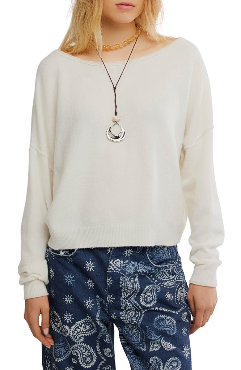 Free People See Me Bateau Neck Sweater, Main, color, White Combo