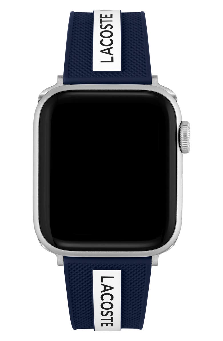 Lacoste Striping Silicone 20mm Apple Watch<sup>®</sup> Watchband, Main, color, 