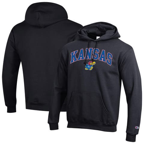 Men's Champion  Black Kansas Jayhawks Arch Over Logo Pullover Hoodie