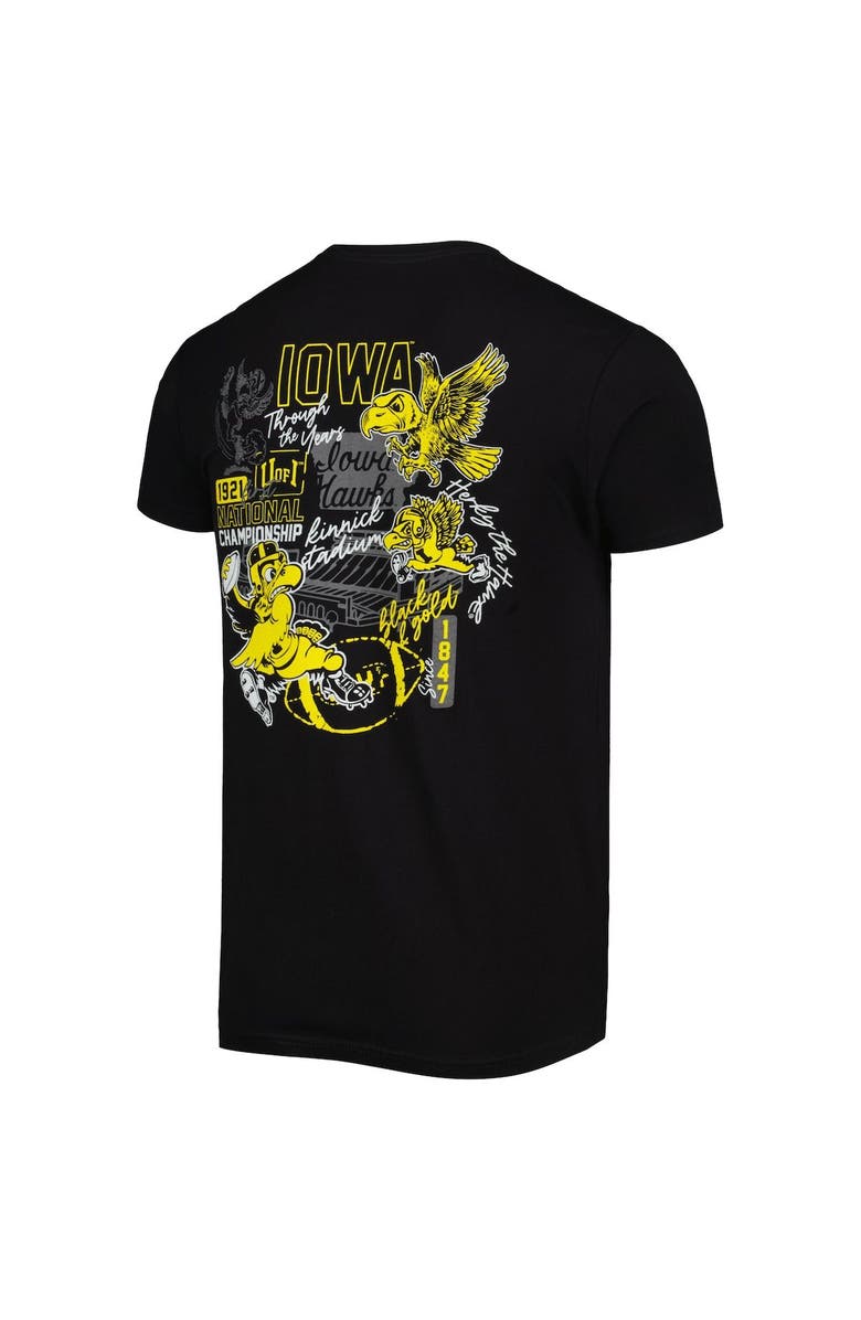 IMAGE ONE Men's Black Iowa Hawkeyes Vintage Through the Years Two-Hit T-Shirt, Alternate, color, 
