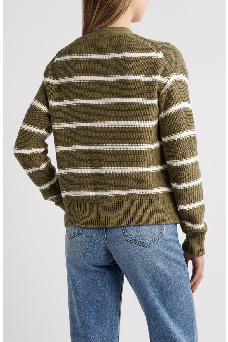 Stripe Pima Cotton Cardigan, Alternate, color, OLIVE- IVORY RENEE STRIPE