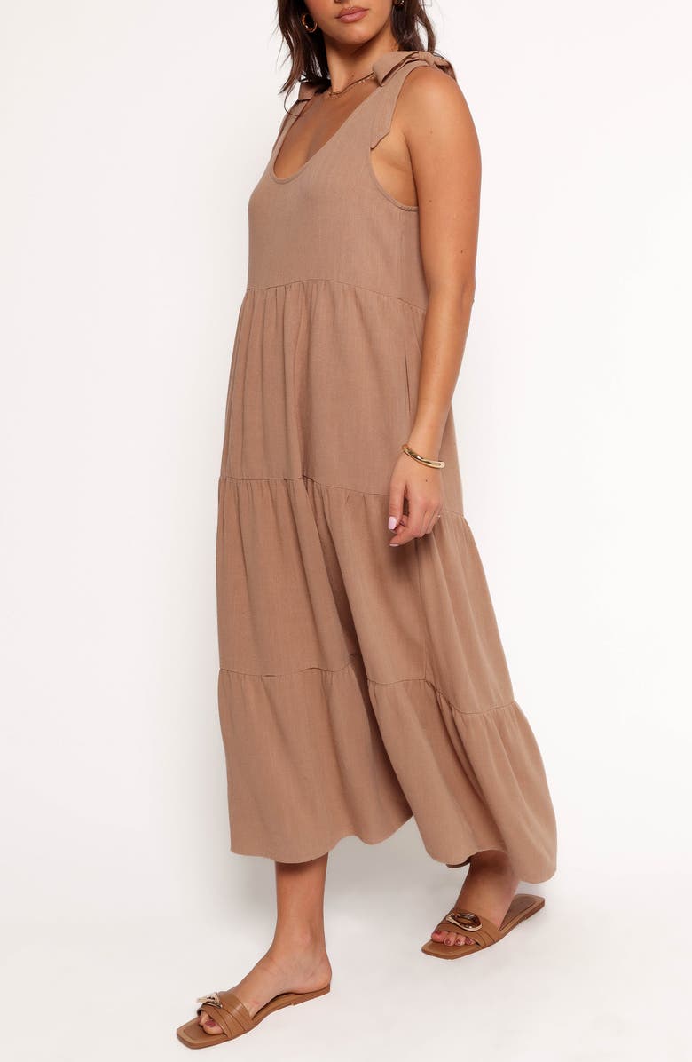 Petal & Pup Marcy Linen Midi Dress, Alternate, color, Mocha