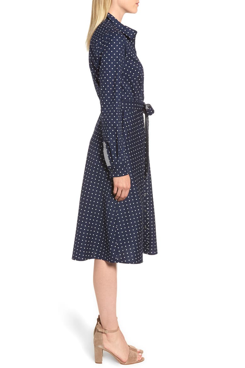 Posy Polka Dot Shirtdress, Alternate, color, NAVY SPOT