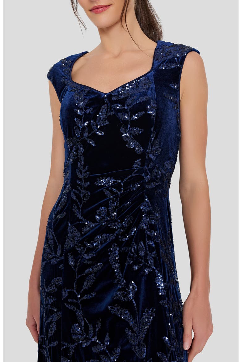 Sequin Velvet Gown, Alternate, color, NAVY