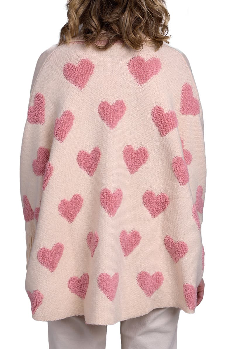 SAACHI Heart Open Front Cardigan, Alternate, color, White Pink