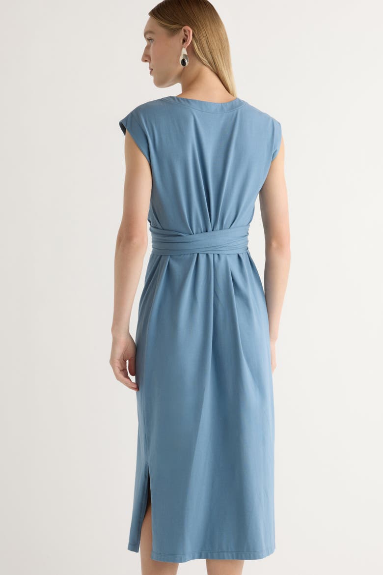 Fei Tie-Front Organic Cotton Dress, Alternate, color, Dusty Blue