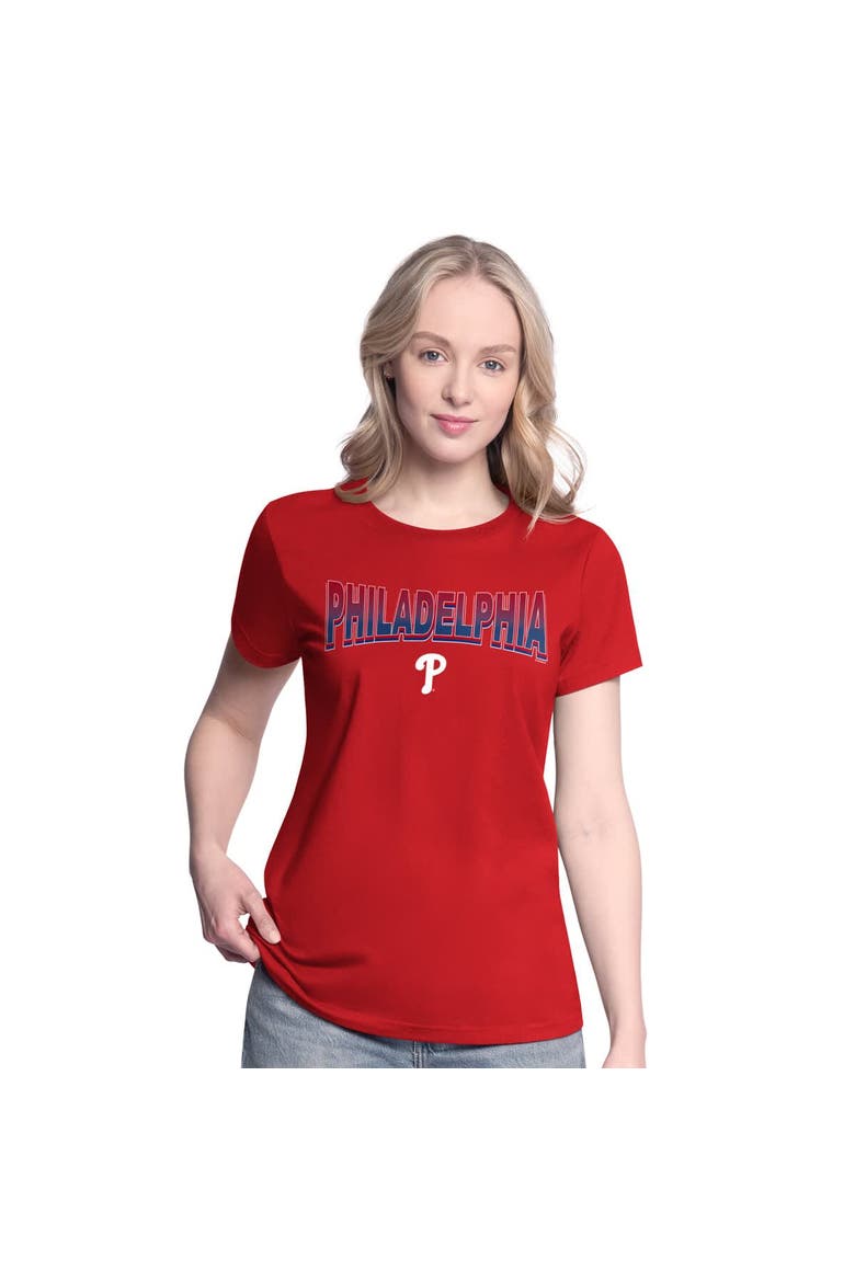Women's G-III 4Her by Carl Banks  Red/Bright Heather Ceramic Philadelphia Phillies T-Shirt and Hoodie Combo Pack, Alternate, color, Red