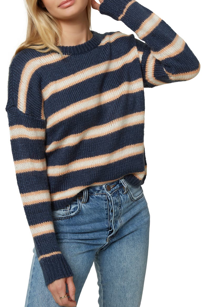 Daze Stripe Crop Sweater, Main, color, INSIGNIA BLUE