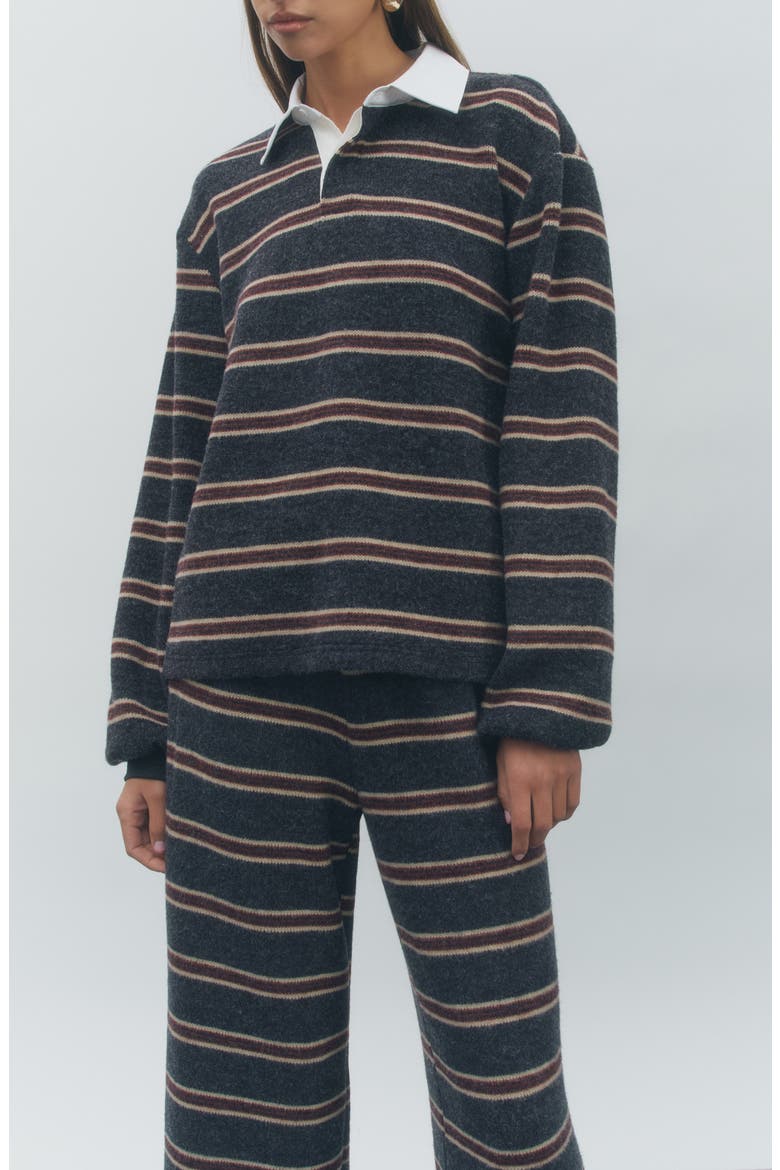 Kate Striped Polo Sweater, Alternate, color, NAVY MULTI