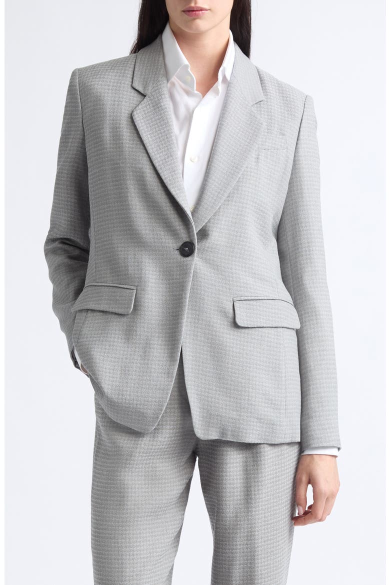 Structured Single Button Blazer, Main, color, ECRU/ BLACK