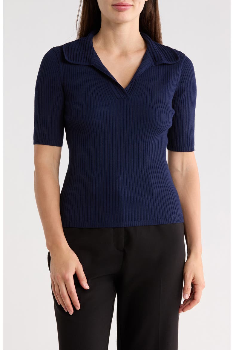 Elbow Length Sleeve Polo, Main, color, DARK NAVY