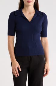 T Tahari Elbow Length Sleeve Polo
