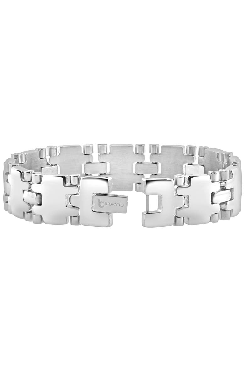 Men's Steel Single Tone 16mm Wide Link Flexible 8.5" Bracelet, Alternate, color, Stainless Steel