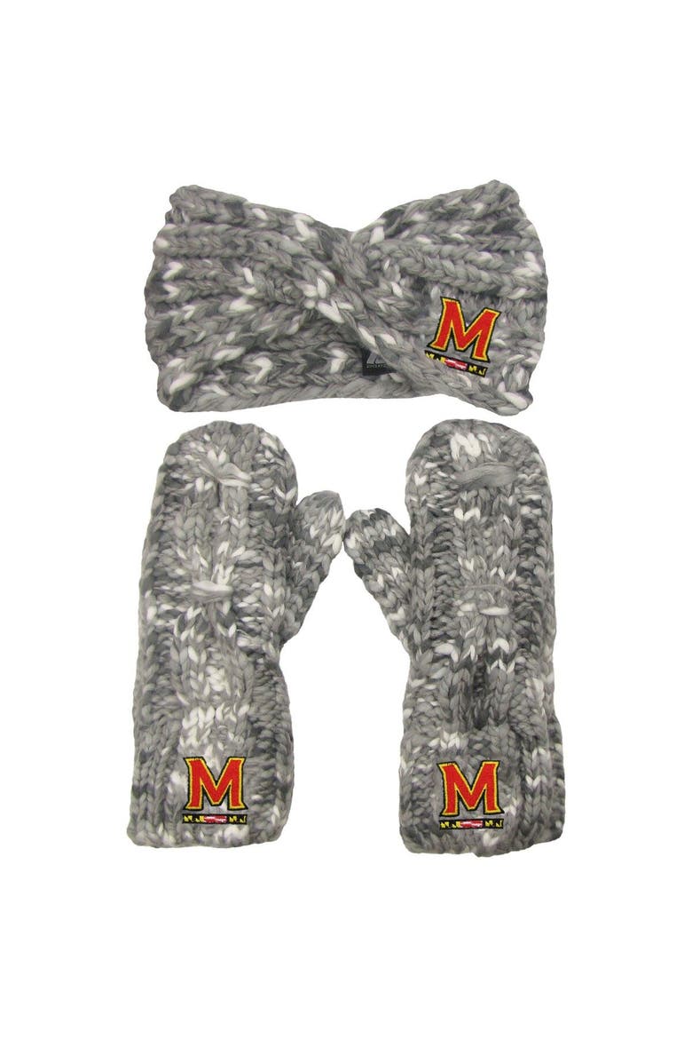 Women's ZooZatz Maryland Terrapins Logo Marled Headband and Mitten Set, Main, color, Gray