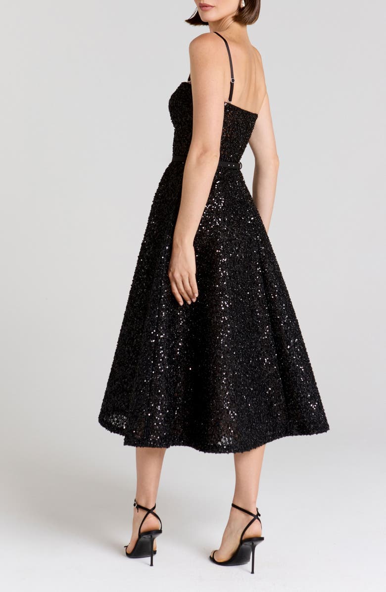 NADINE MERABI Marilyn Rhinestone Cocktail Dress, Alternate, color, Black