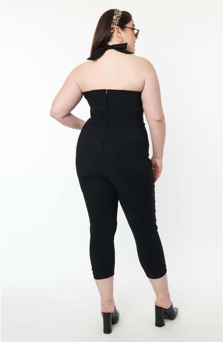 Unique Vintage Plus Size Sweetheart Halter Marcel Jumpsuit, Alternate, color, Black