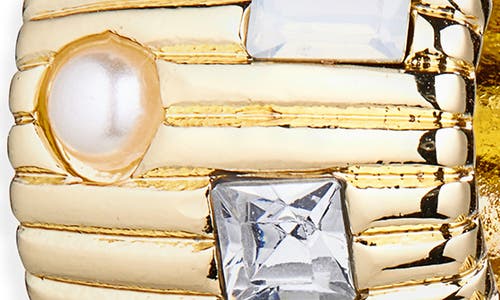 Nordstrom Rack Luxe Stone Ribbed Huggie Hoop Earrings In Gold