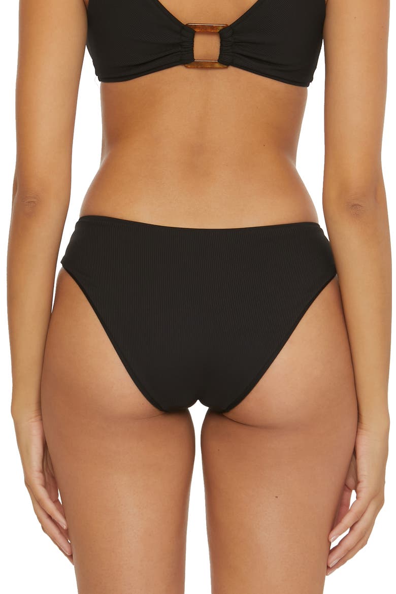 Fine Line Buckle Bikini Bottoms, Alternate, color, BLACK