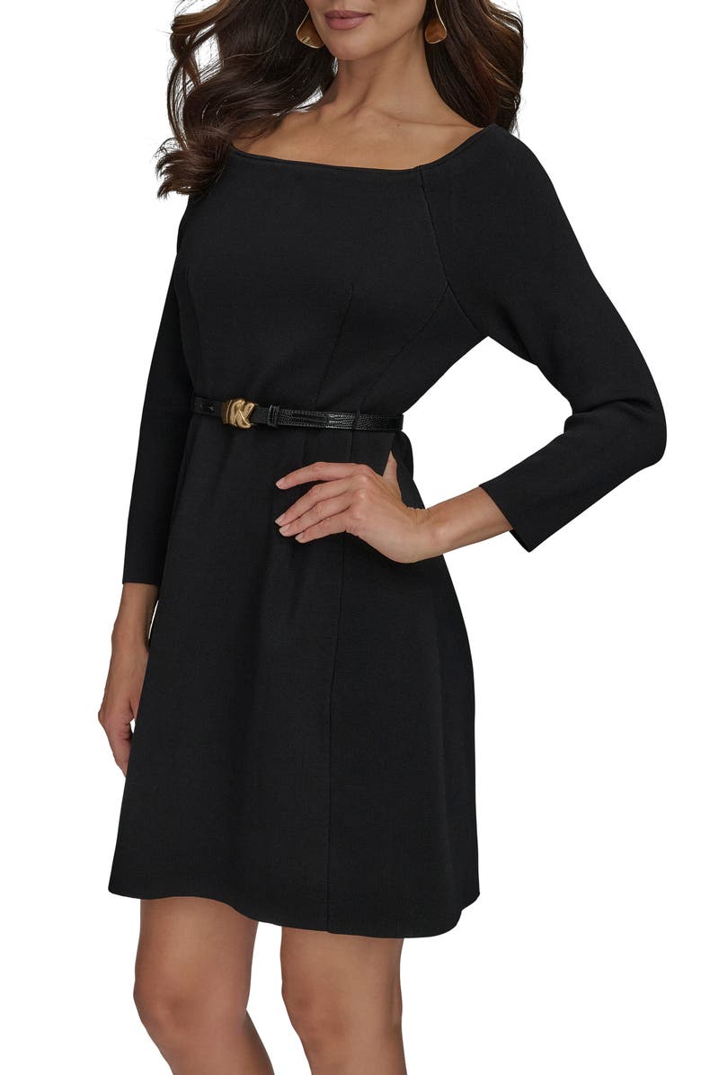 Donna Karan New York Back Zip Knit Top, Alternate, color, Black