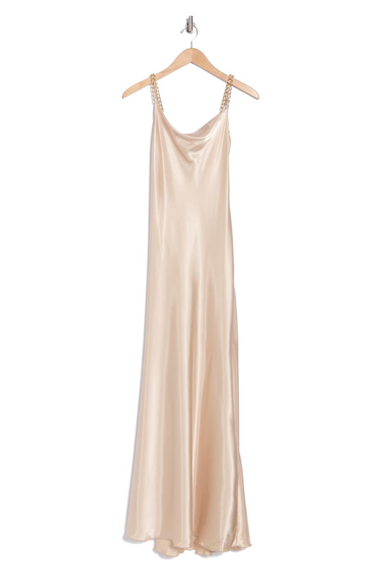 Chain Strap Satin Dress, Alternate, color, CHAMPAGNE