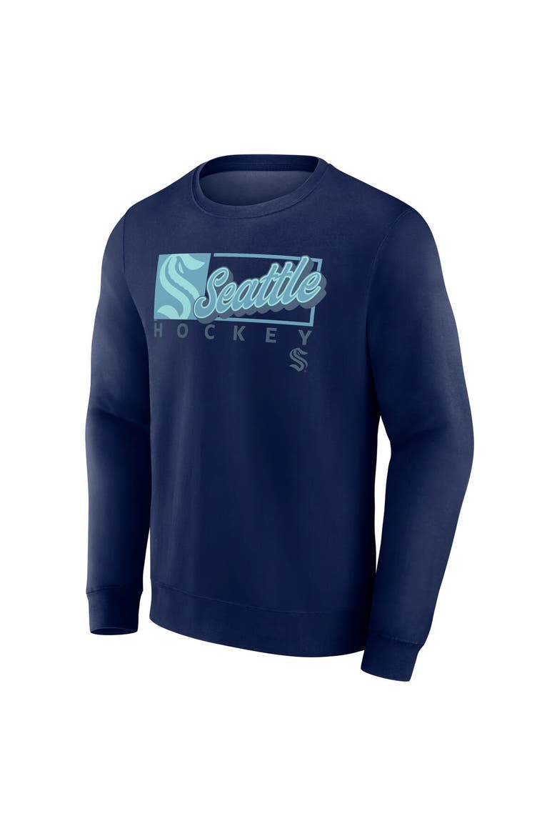 Men's Fanatics Deep Sea Blue Seattle Kraken Focus Fleece Pullover Sweatshirt, Alternate, color, Navy