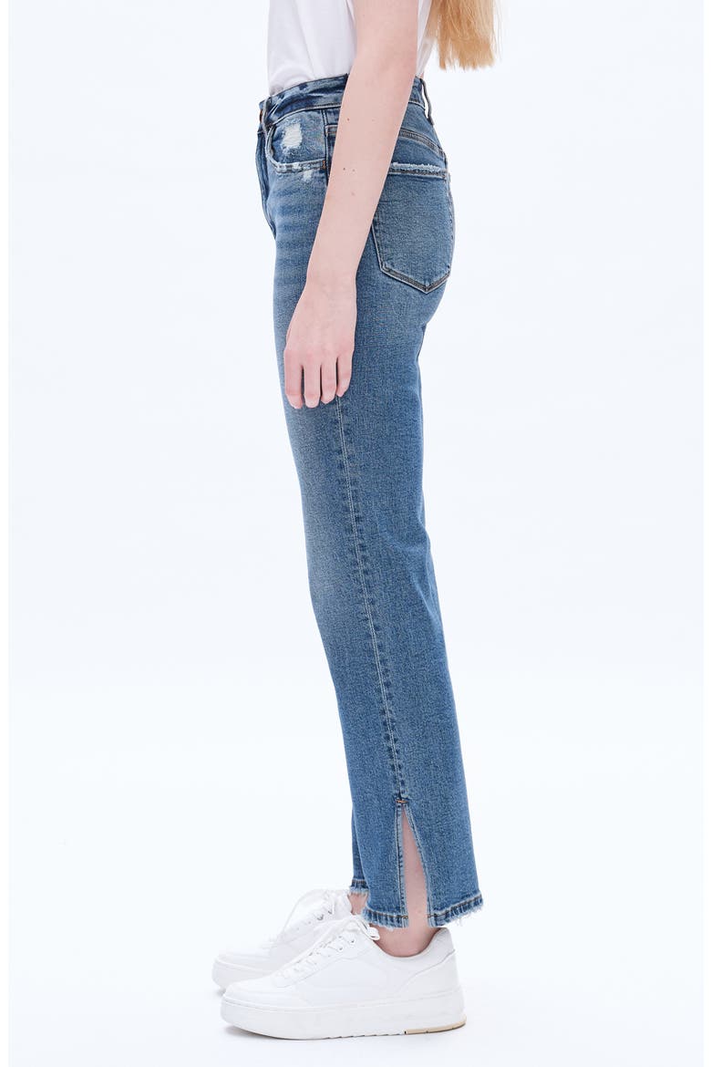 Split Hem Straight Leg Jeans, Alternate, color, BLUE TEARS