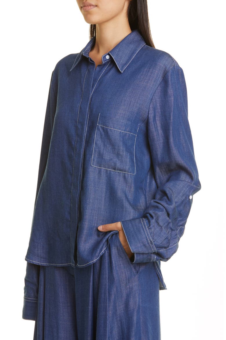 Boyfriend Denim Shirt, Alternate, color, INDIGO