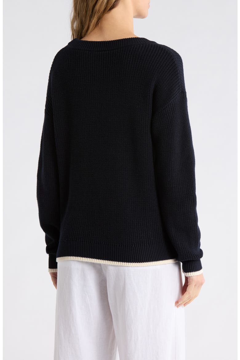Bon Voyage Cotton Sweater, Alternate, color, DK NAVY/ CREAM-