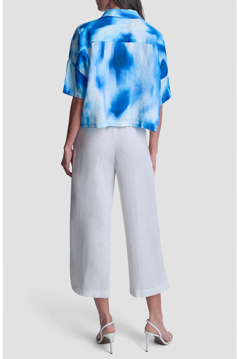 Cropped Linen Camp Shirt, Alternate, color, MISTED SURF
