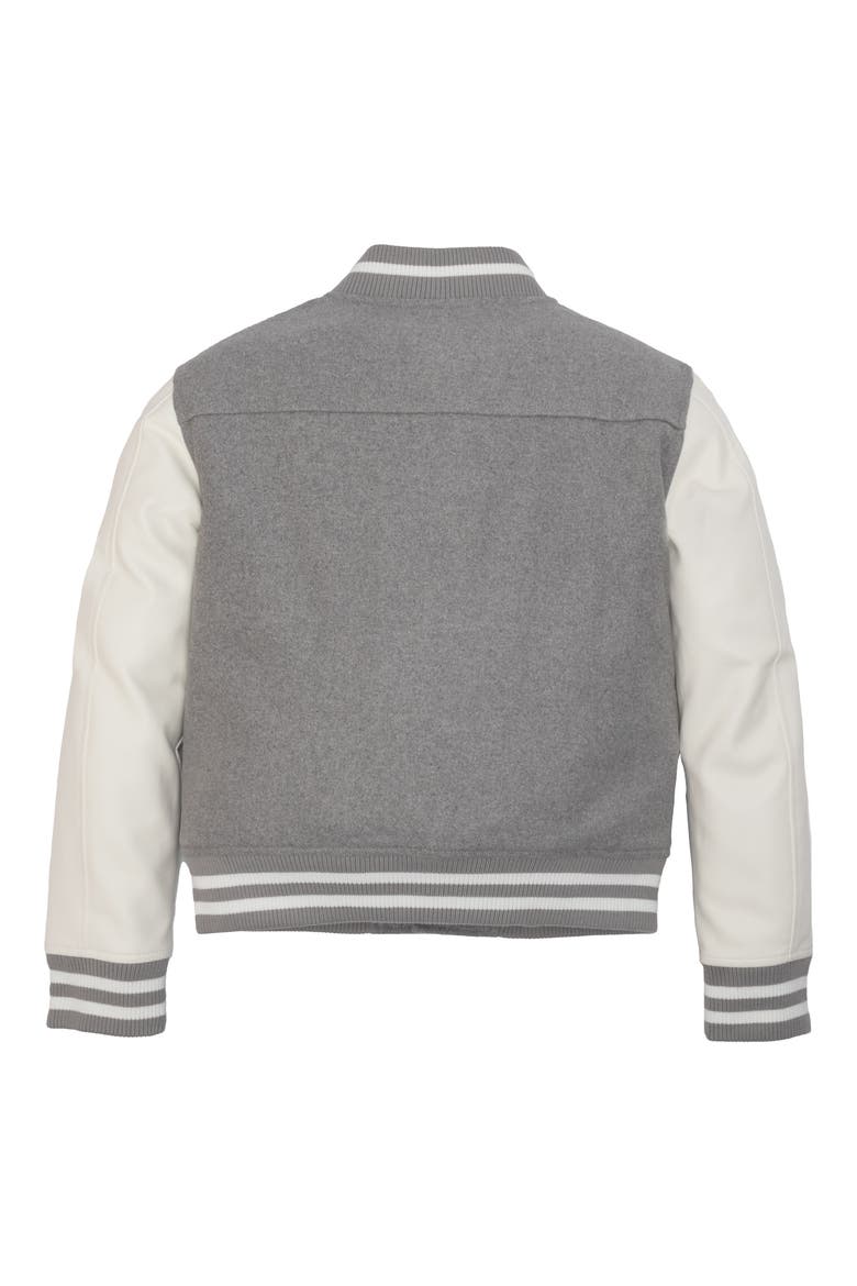 Kids' Varsity Bomber Jacket, Alternate, color, GREY/ WHITE