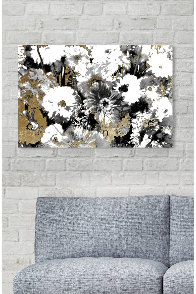 Golden Floral Canvas Wall Art, Alternate, color, BLACK WHITE GOLD
