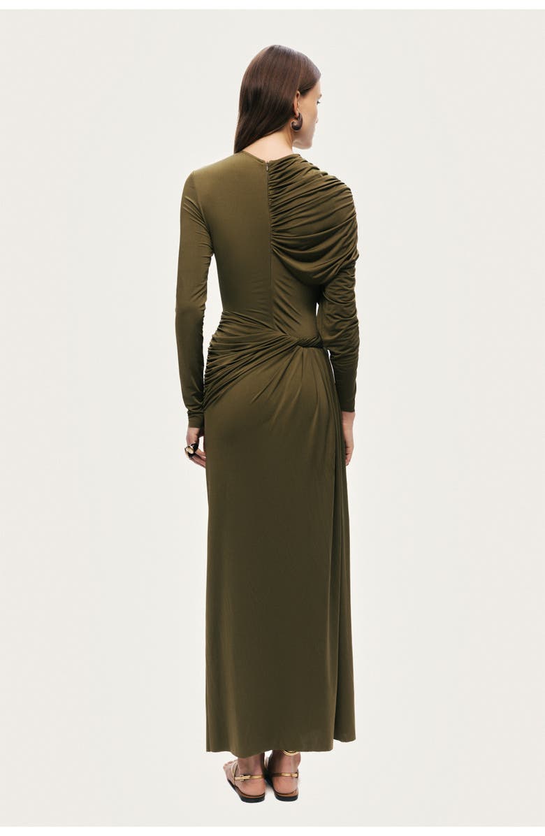 Nocturne Draped Long Sleeve Maxi Dress, Alternate, color, Olive Green
