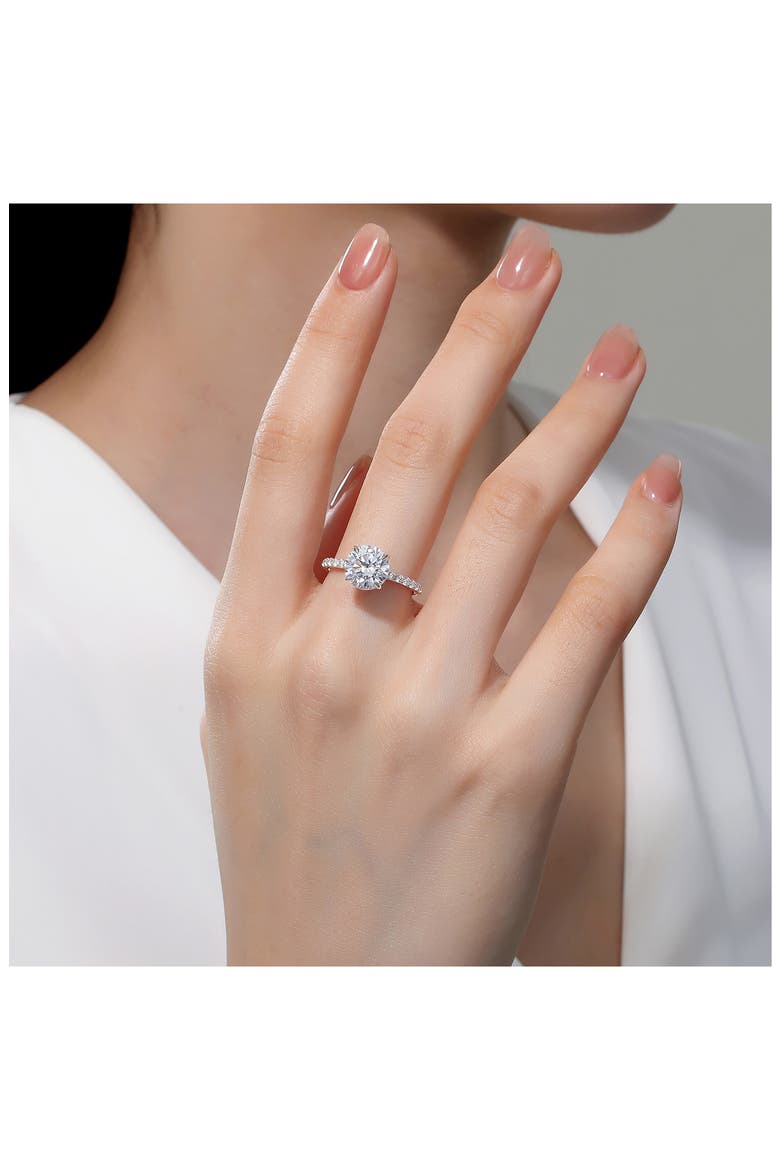 Solitaire Simulated Diamond Engagement Ring, Alternate, color, WHITE