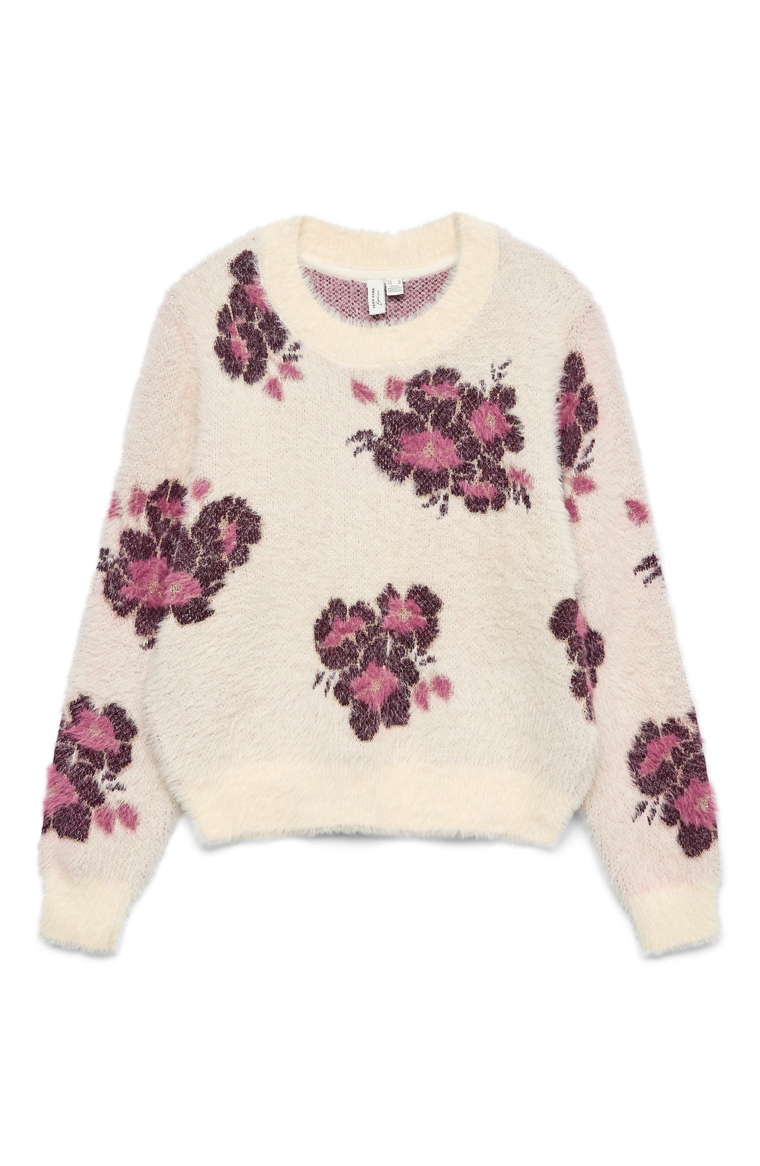 VERO MODA Poilu Flower Crewneck Sweater