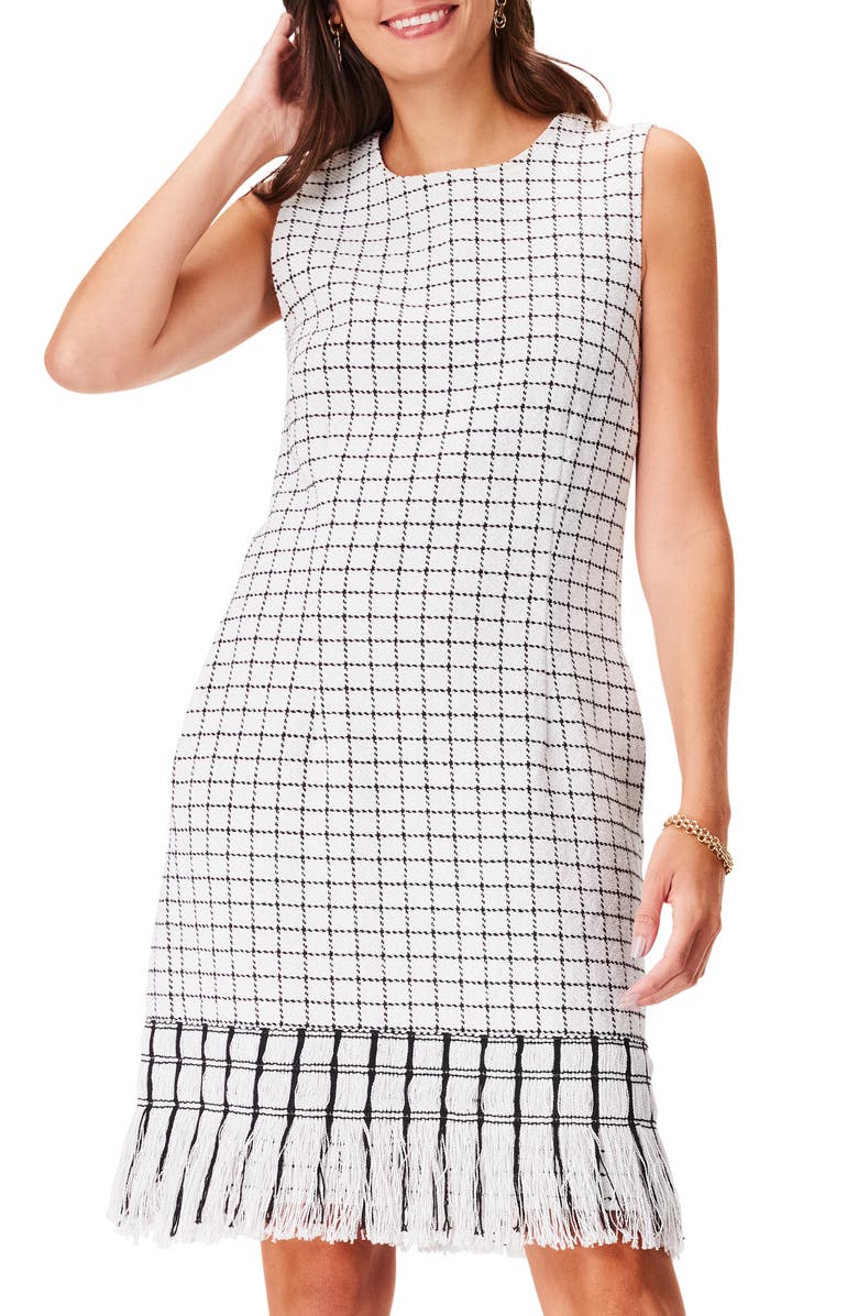 NIC+ZOE Fringe Hem Shift Dress, Alternate, color, Cream Multi