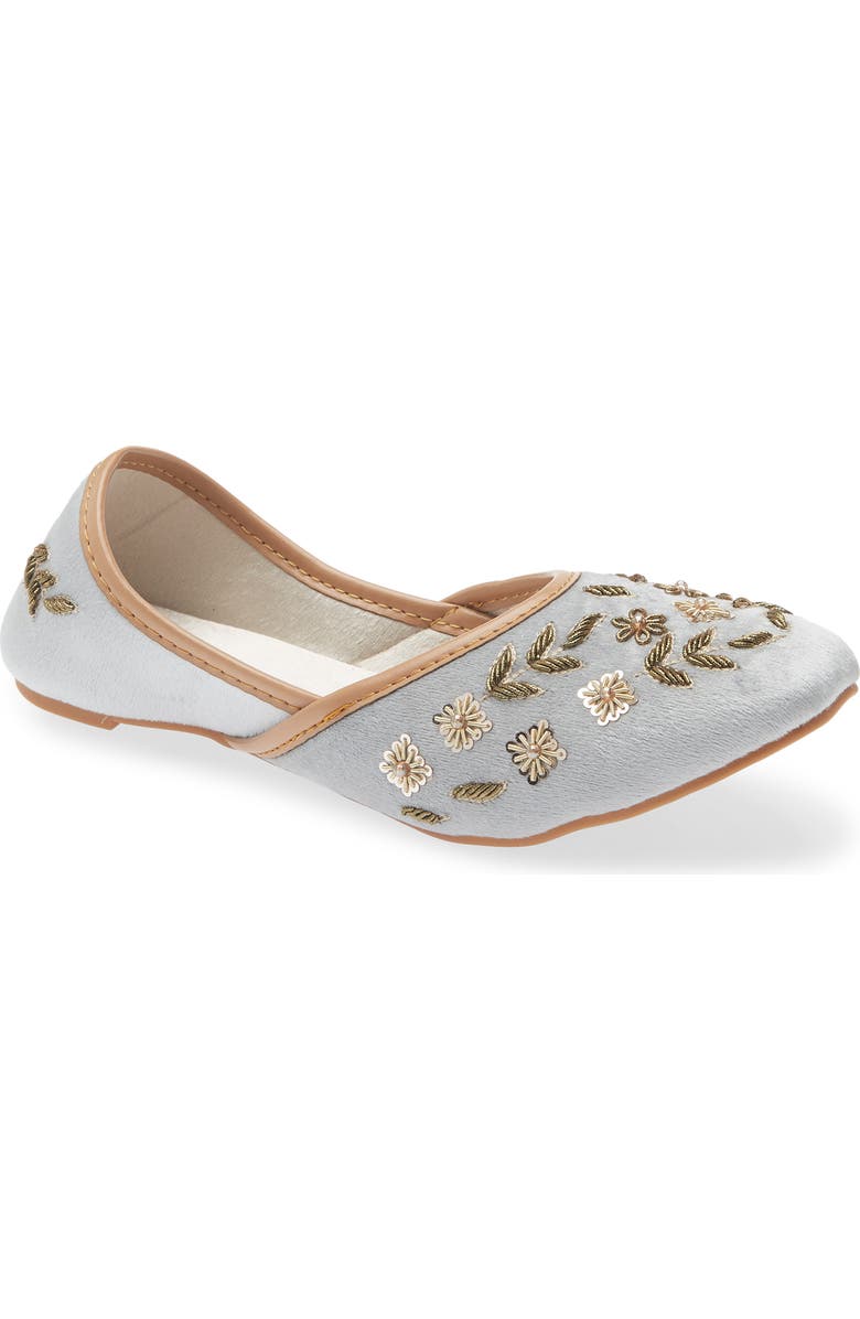 FUCHSIA Nawal Embroidered Flat, Main, color, Gray
