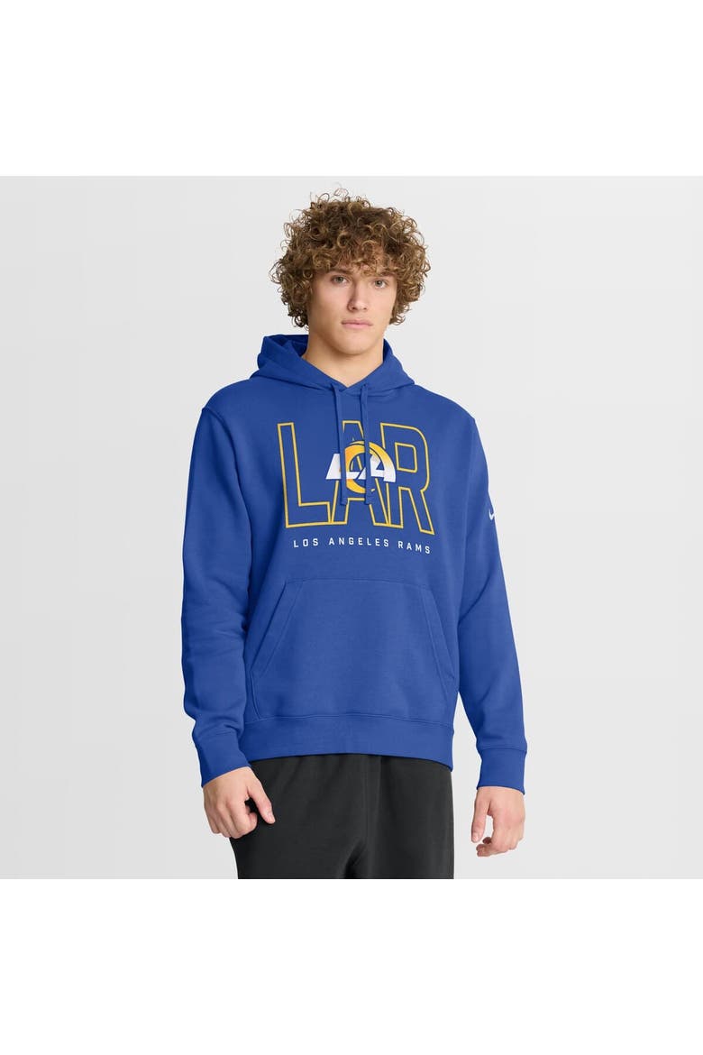 Men's Nike Royal Los Angeles Rams Busted Play Club Fleece Pullover Hoodie, Main, color, Royal