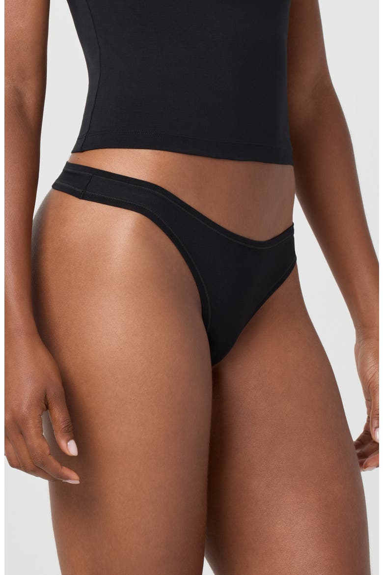 Cotton Blend Thong, Alternate, color, BLACK