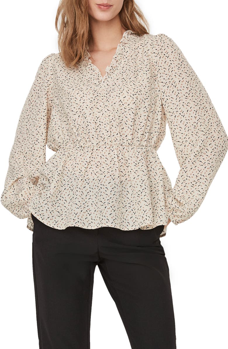 AWARE by VERO MODA VERO MODA Aware Kanya V-Neck Peplum Top, Main, color, 