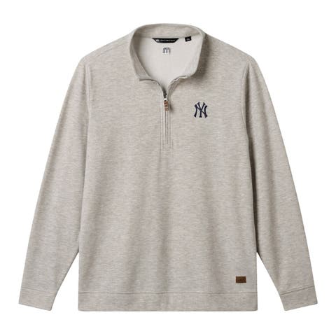 Men's TravisMathew  Heather Gray New York Yankees Cloud Home Game Quarter-Zip Tri-Blend Pullover