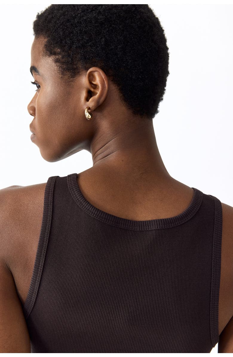 H&M Ribbed silk-blend tank top, Alternate, color, Dark Brown