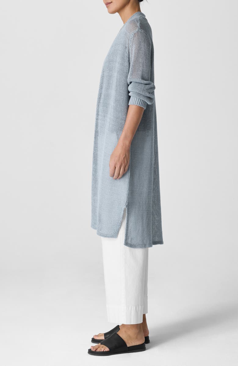 Eileen Fisher Long Organic Cotton Blend Cardigan, Alternate, color, Greystone
