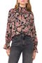Paisley Print Open Back Mock Neck Top