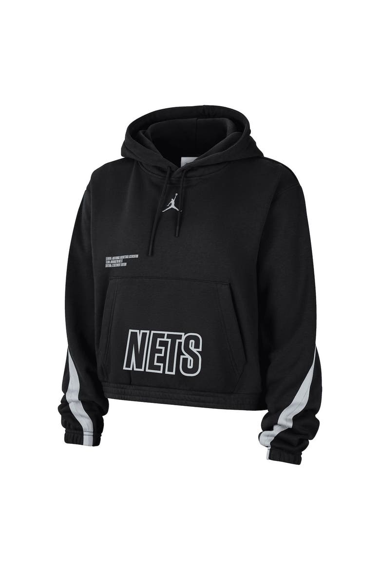 Women's Jordan Brand Black Brooklyn Nets Courtside Statement Edition Pullover Hoodie, Alternate, color, Black