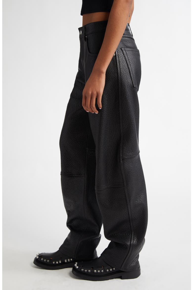Articulated Low Rise Leather Pants, Alternate, color, 001 BLACK