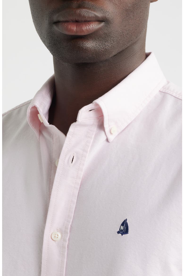 Sailboat Emblem Cotton Button-Down Oxford Shirt, Alternate, color, PINK - WHITE