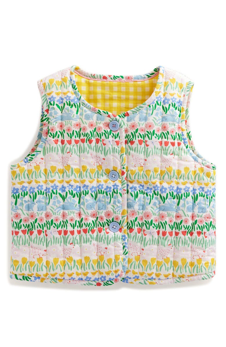 Mini Boden Kids' Floral Quilted Vest, Main, color, 
