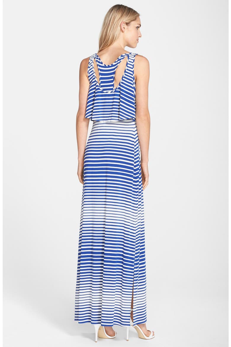 Popover Jersey Maxi Dress, Alternate, color, WHITE/ BLUE