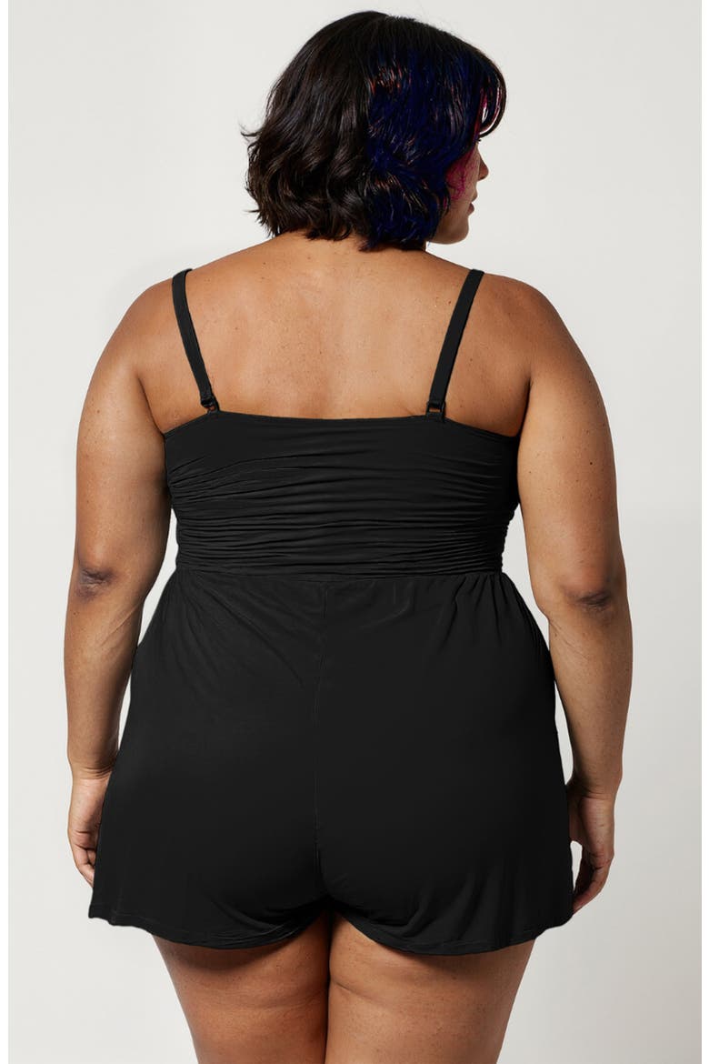 Plus Size Ivy Short Swim Romper With Built-In Bra and Hidden Shorts, Alternate, color, Black