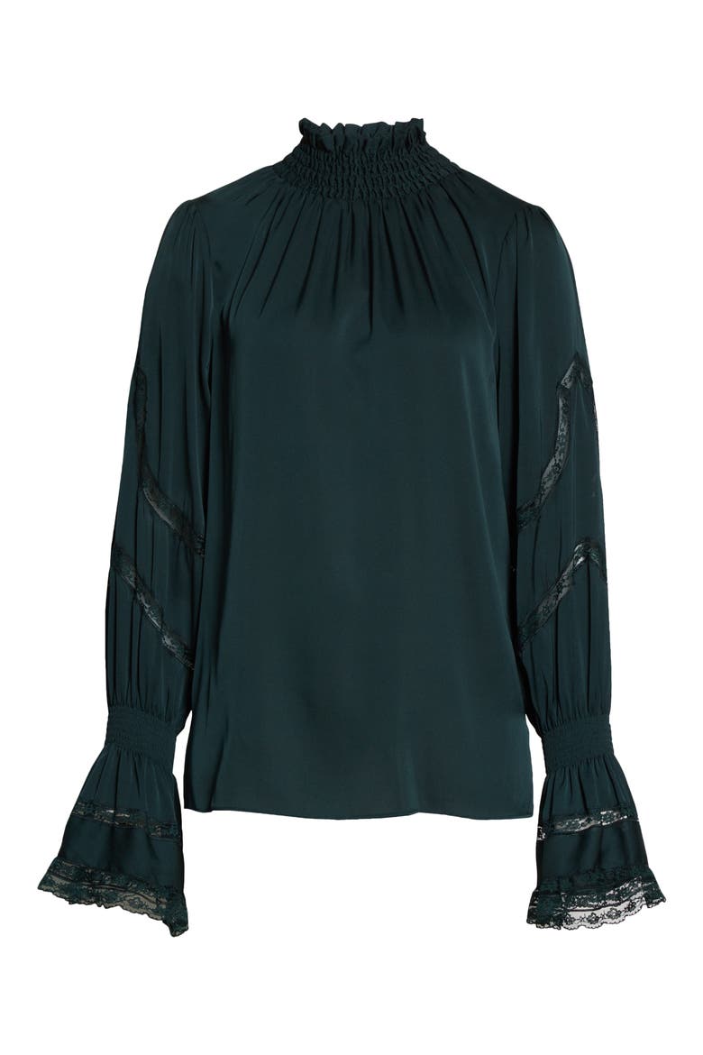 Elsie Stretch Silk Blouse, Alternate, color, PINE